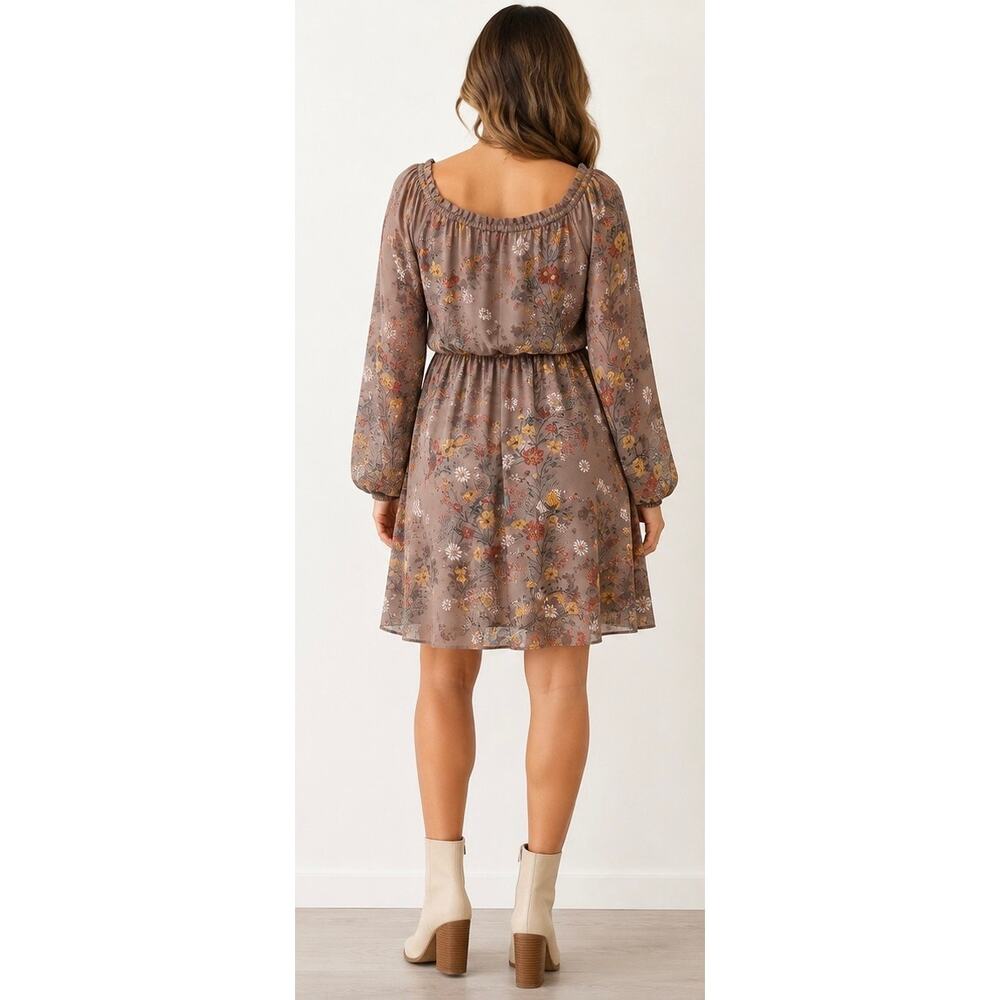 Maurices Floral Ruched Long Sleeve Dress Size XL - Picture 3 of 11